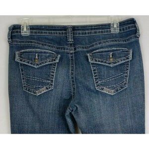ANA Distressed Whiskered Thick Stitched Dark Wash Jeans Size 14S